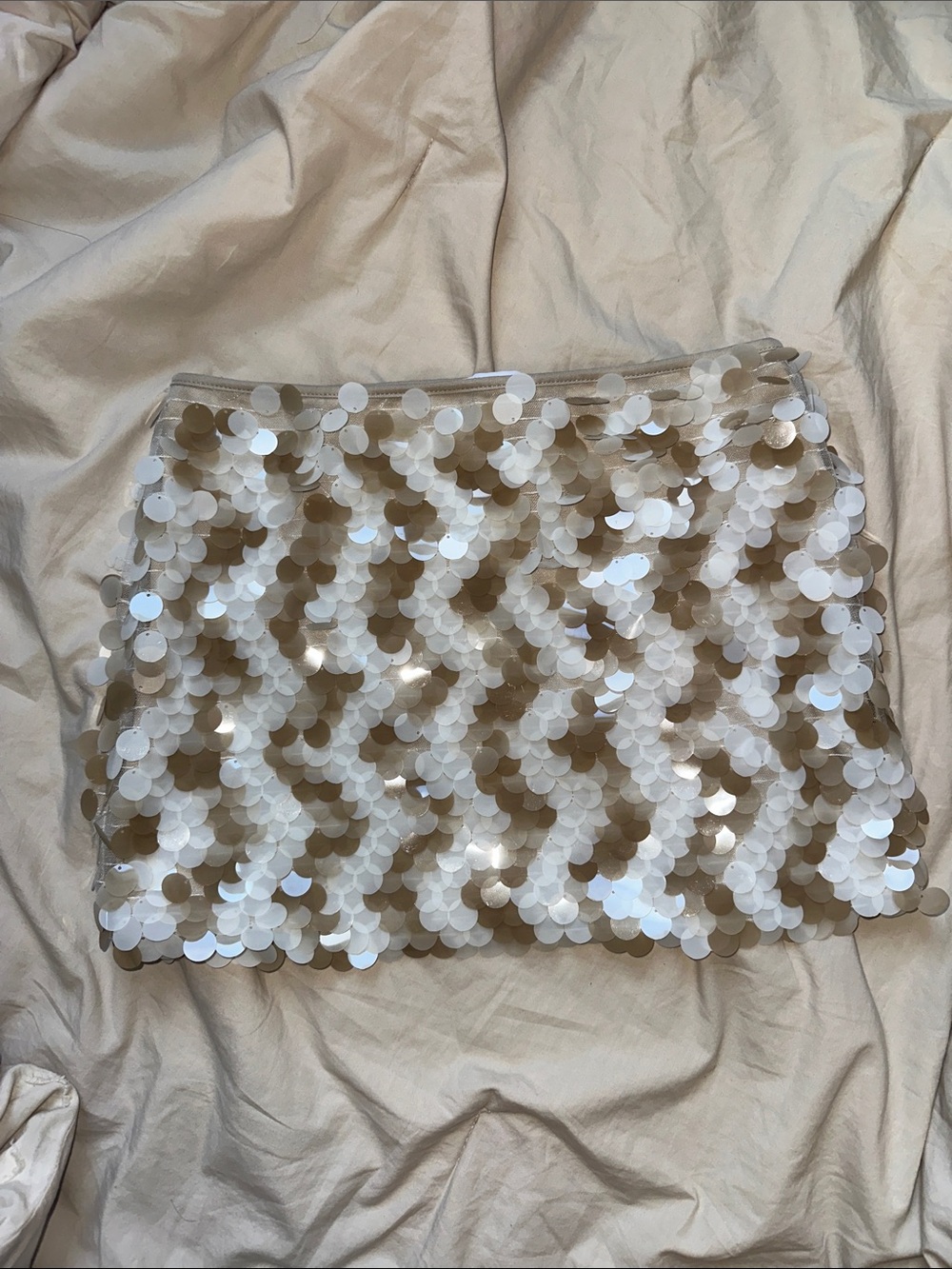 Sincerely Jules White and Champagne Sequin Mini Skirt